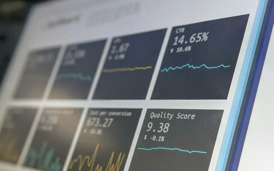 Quality monitoring dashboard on screen